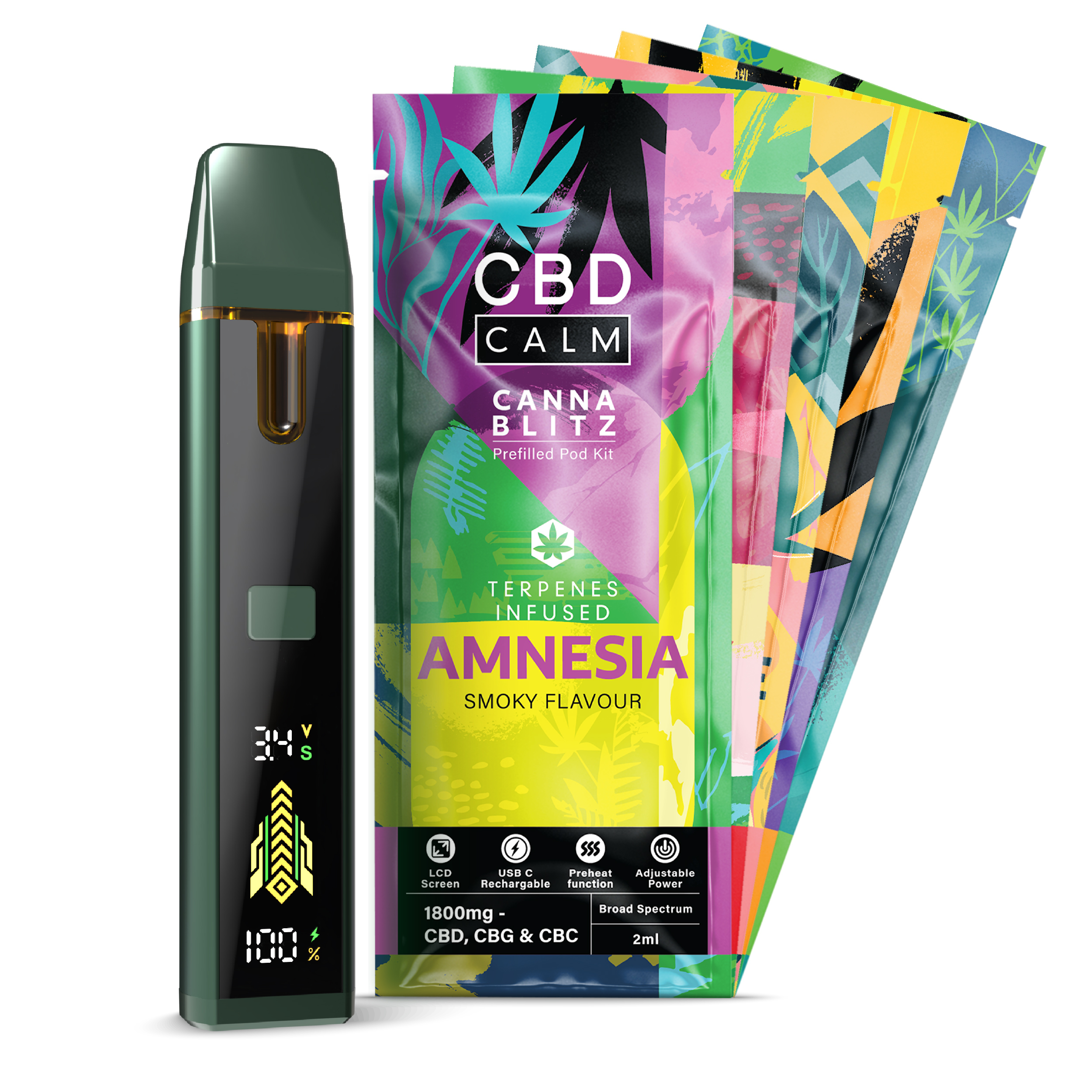 P10859 CBD Calm CANNABLITZ 1800mg Prefilled Vape Kit