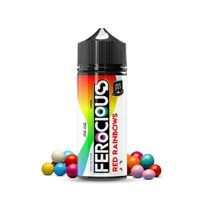 Red Rainbows 50/50 E-Liquid Ferocious Bar Juice 888304 Red Rainbows 50/50 E-Liquid Ferocious Bar Juice