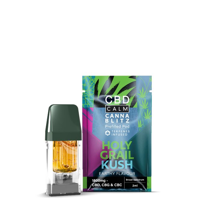P10874 Holy Grail Kush CBD Calm CANNABLITZ 1800mg Prefilled Pod