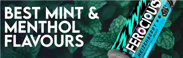 image saying best mint and menthol flavours with a ferocious e-liquid bottle
