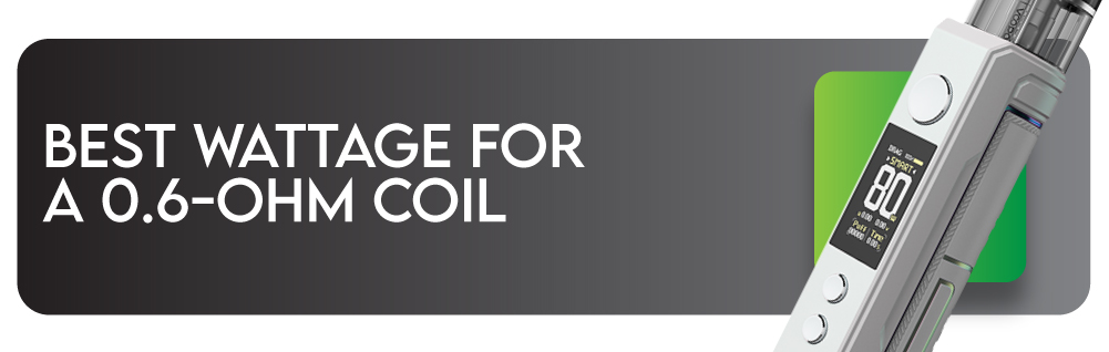 Header image reading "Best Wattage for a 0.6-Ohm Coil" showing Voopoo drag x setting screen