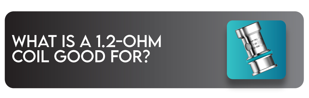 Header image reading "What Is a 1.2-Ohm Coil Good for?" showing VOOPOO PnP TR1 coil