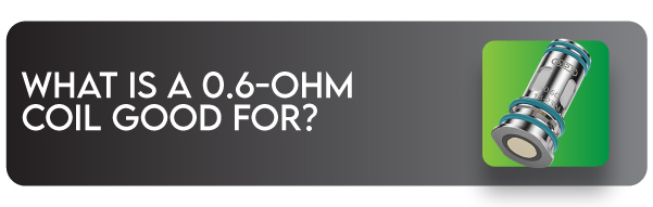 Header image with text reading "What is a 0.6-ohm coil good for?" showing a VOOPOO PnP coil