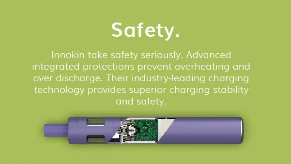 Purple e-cigarette with the internal components exposed - Innokin Endura T18-X