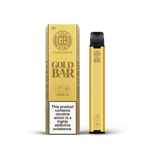 Image of lemon ice gold bar disposable vape and box