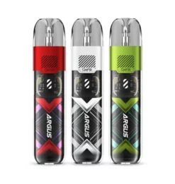 image showing voopoo argus p1s in cyber red cyber green and cyber white colours