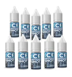 Image showing 10 x 10ml nicotine ice salt shot 18mg nicotine with ice