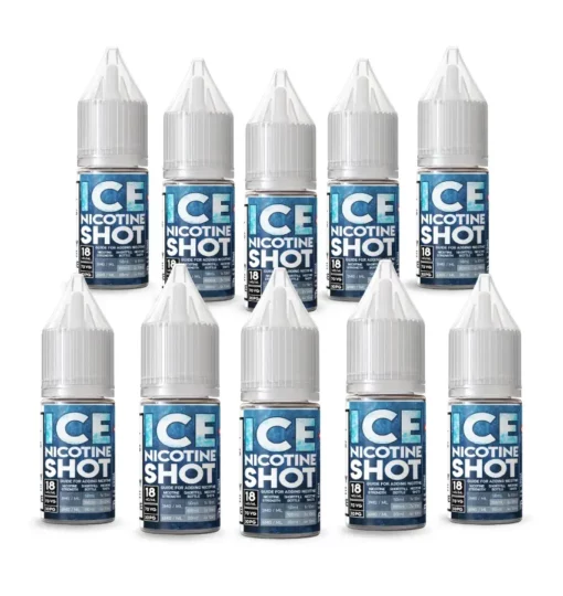 Image showing 10 x 10ml nicotine ice salt shot 18mg nicotine with ice