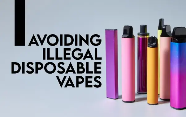 Featured image of how to spot an illegal vape with disposable vapes and title in the image
